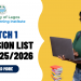 Admission List for 2025–2026 Academic Session (Batch 1)